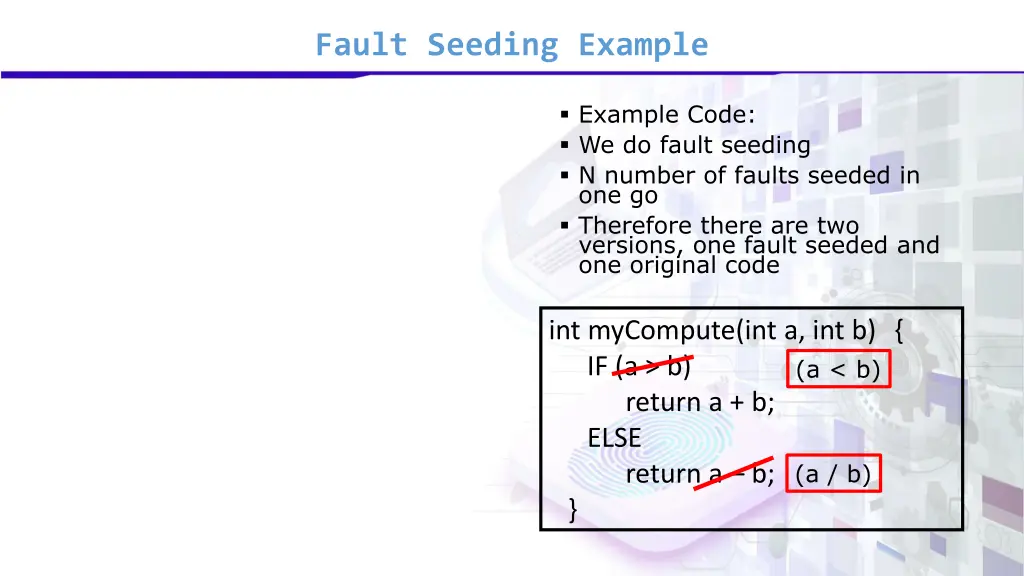 fault seeding example