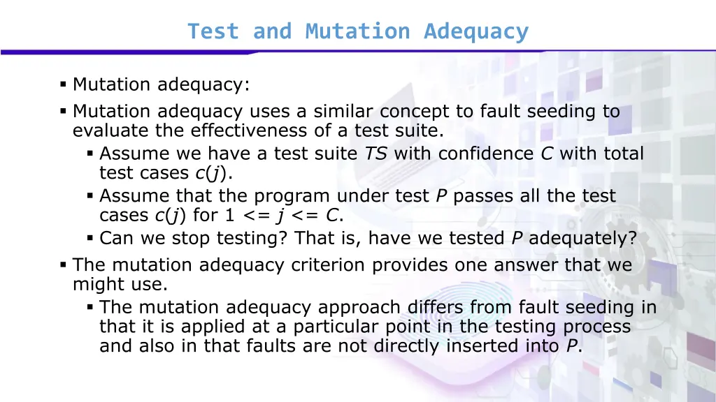 test and mutation adequacy 2