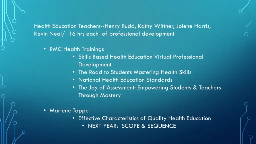 health education teachers henry rudd kathy