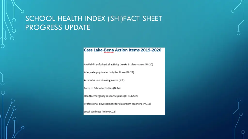 school health index shi fact sheet progress update