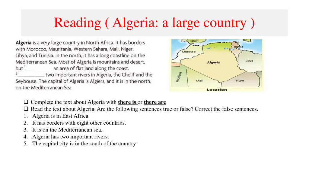 reading algeria a large country