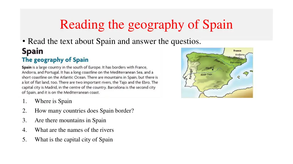 reading the geography of spain