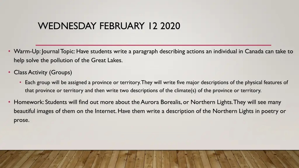 wednesday february 12 2020