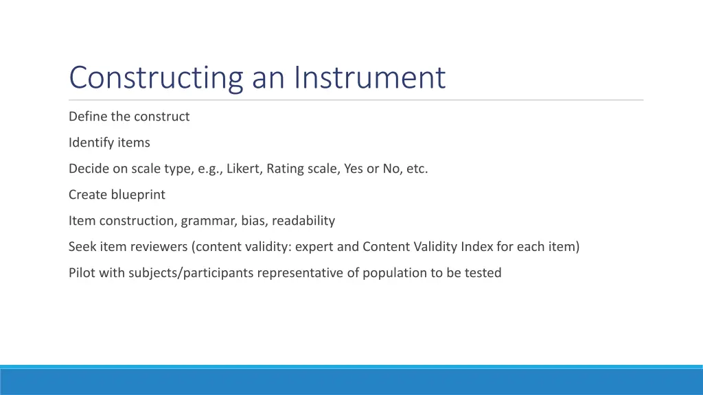 constructing an instrument