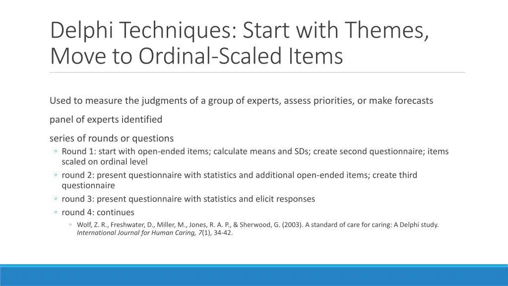 delphi techniques start with themes move