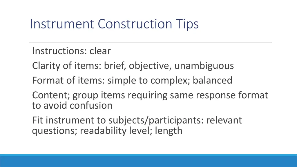 instrument construction tips