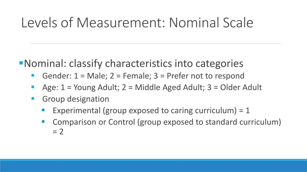 levels of measurement nominal scale 1