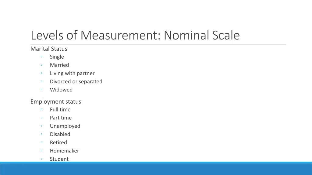 levels of measurement nominal scale marital