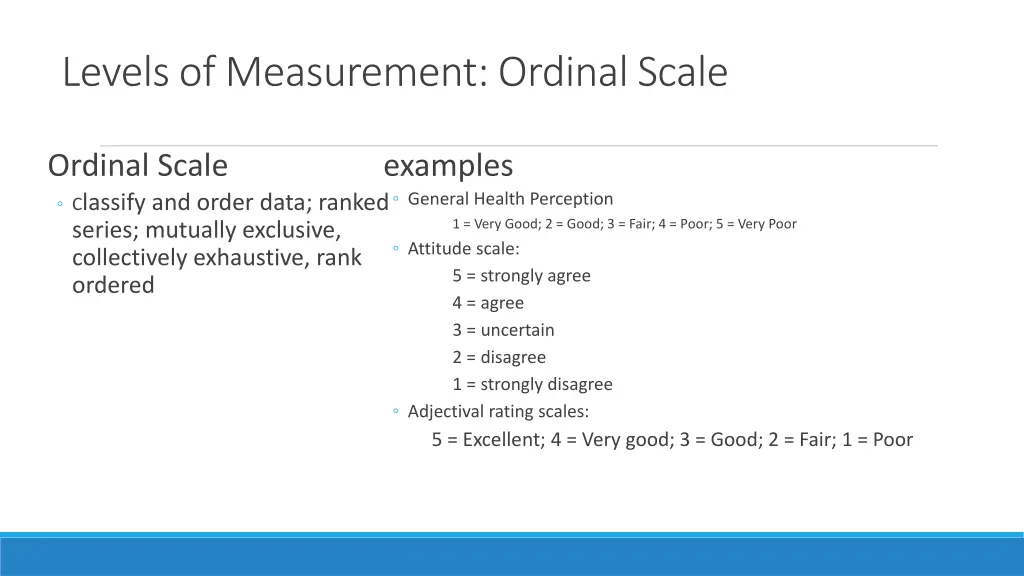 levels of measurement ordinal scale