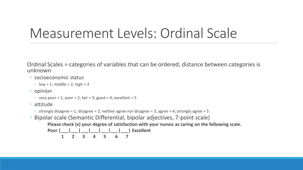 measurement levels ordinal scale