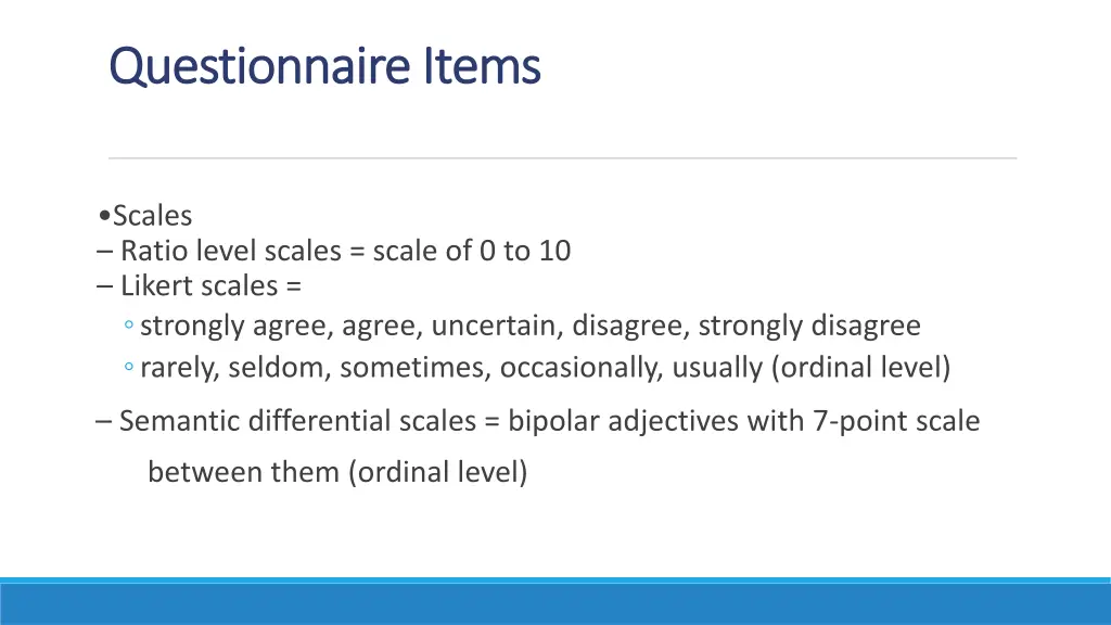 questionnaire items questionnaire items