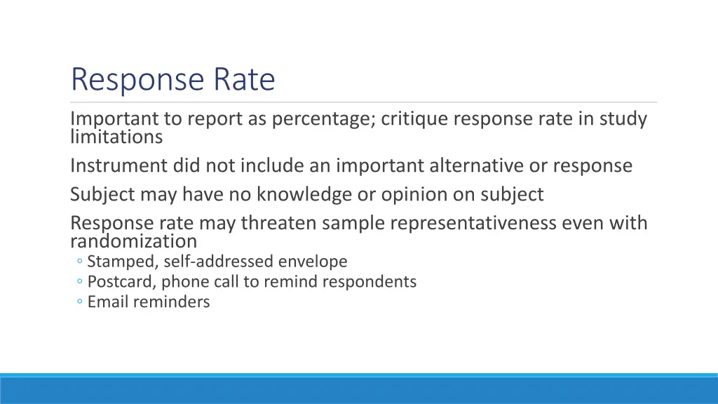 response rate important to report as percentage