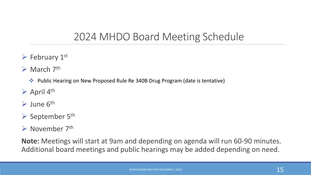 2024 mhdo board meeting schedule