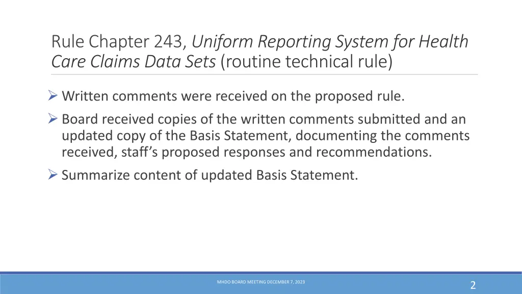 rule chapter 243 uniform reporting system