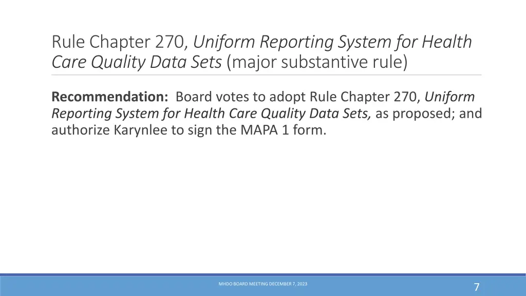 rule chapter 270 uniform reporting system 1