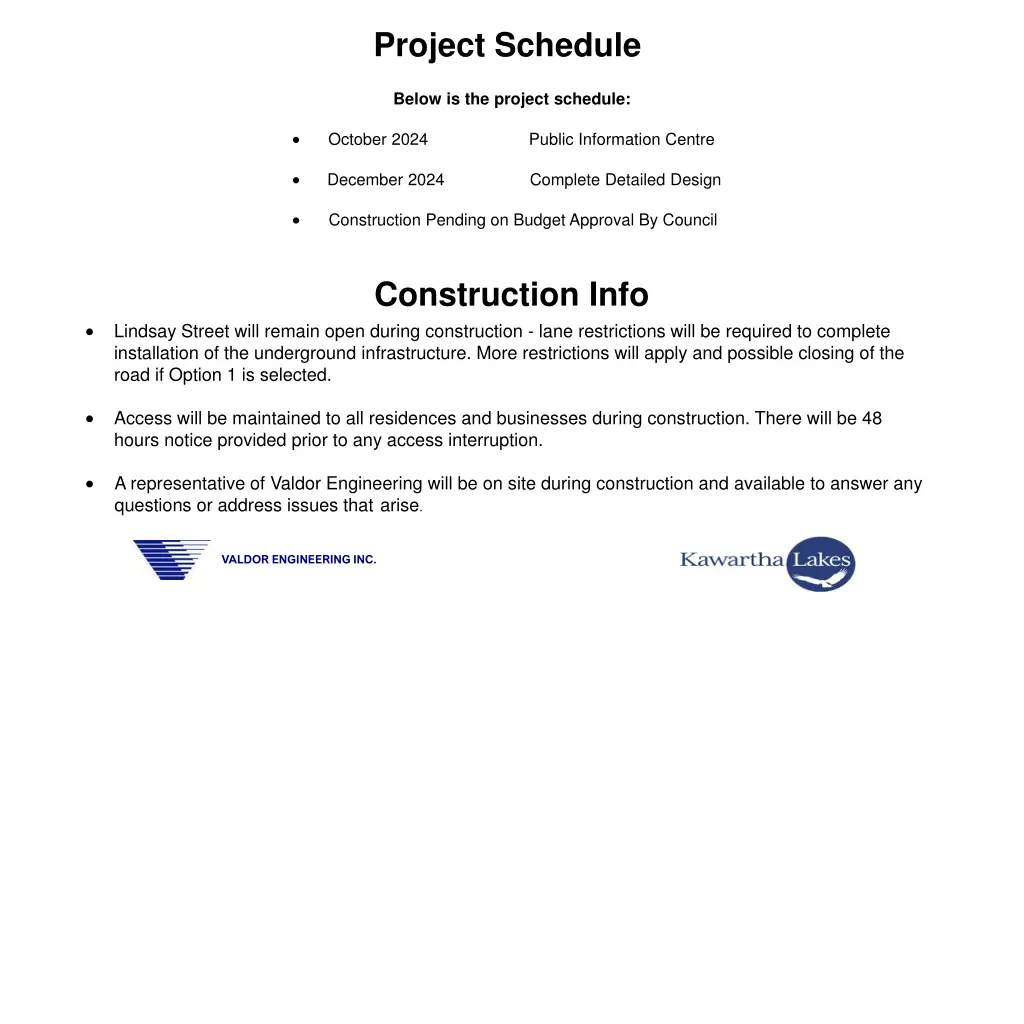 project schedule