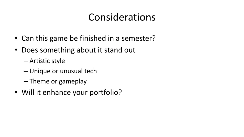considerations