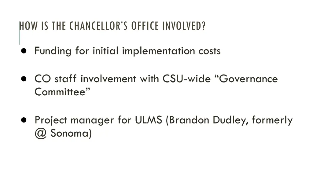 how is the chancellor s office involved