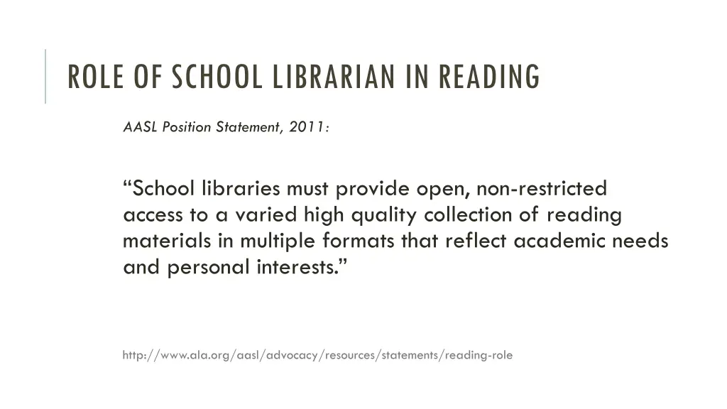 role of school librarian in reading