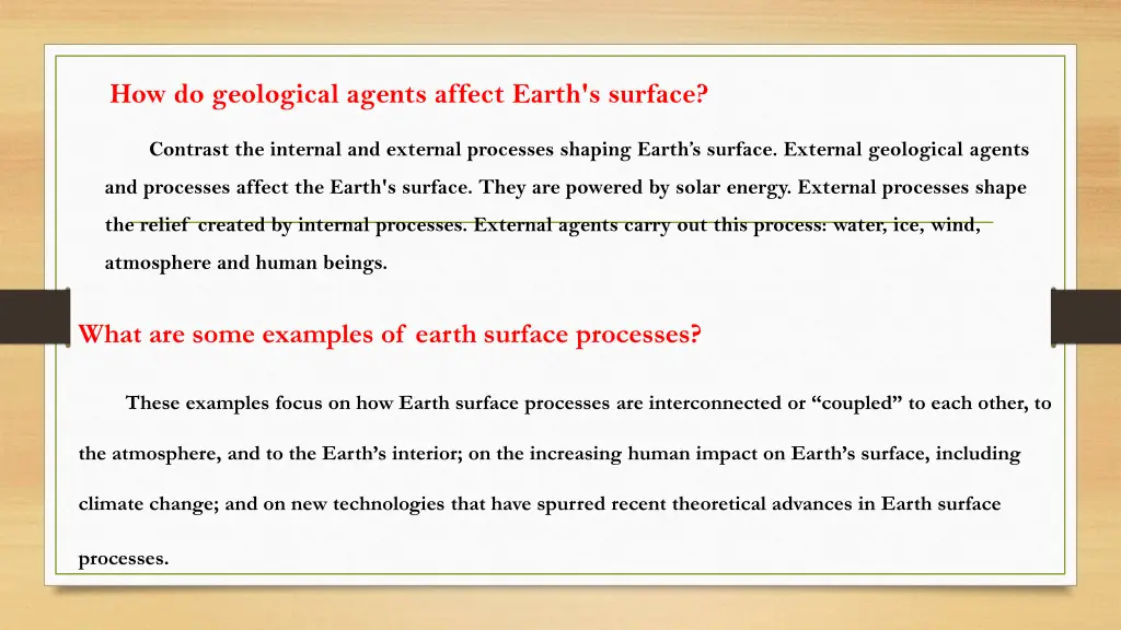 how do geological agents affect earth s surface