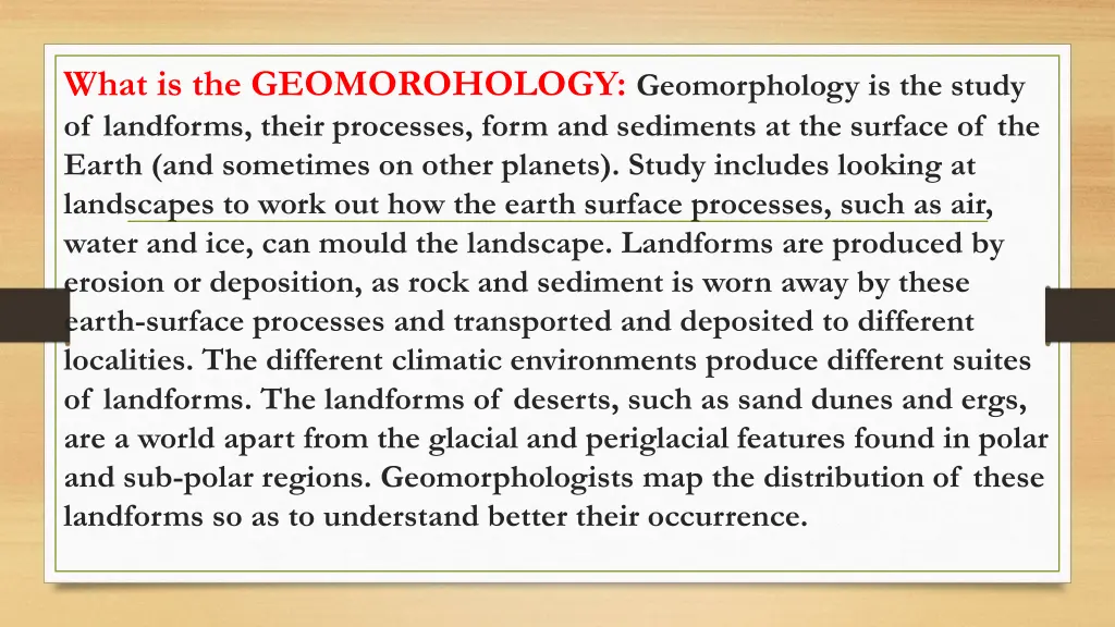 what is the geomorohology geomorphology