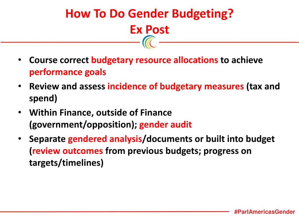 how to do gender budgeting ex post