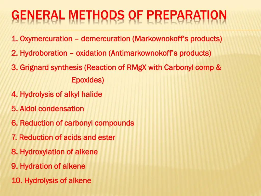general methods of preparation