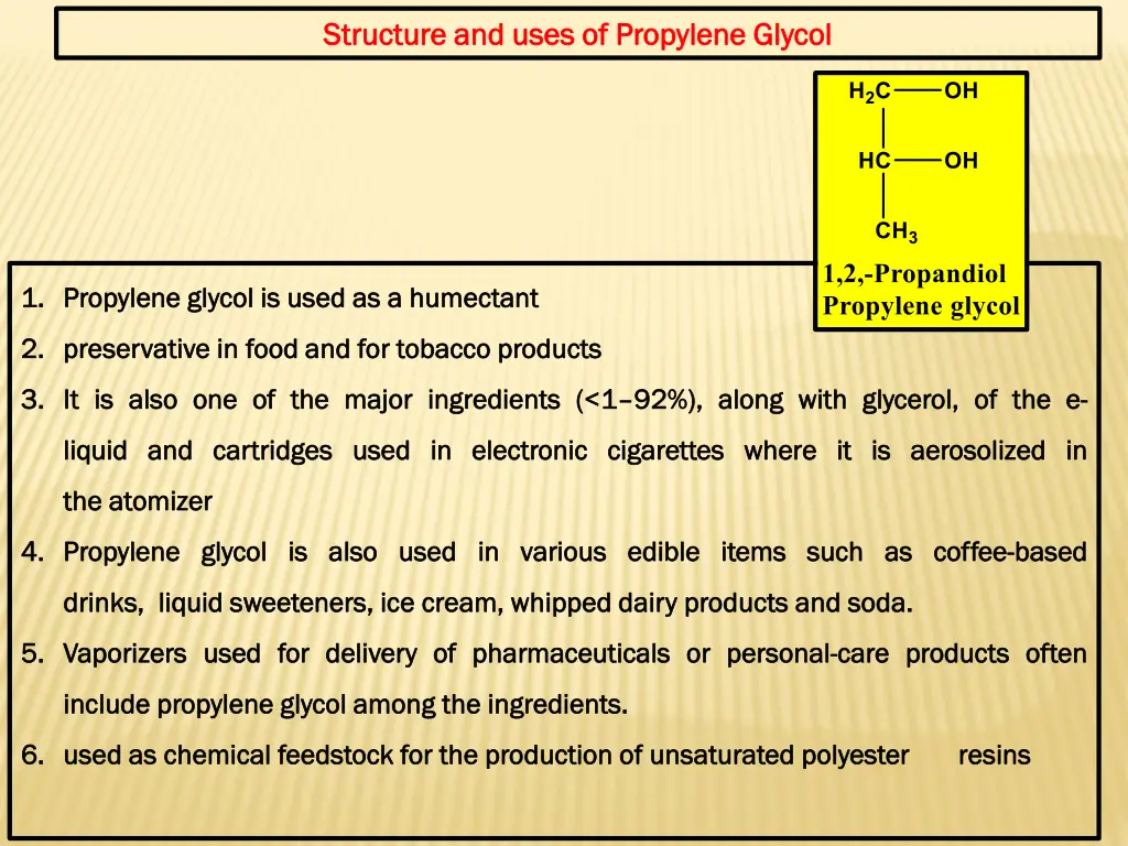 structure and uses of propylene glycol structure