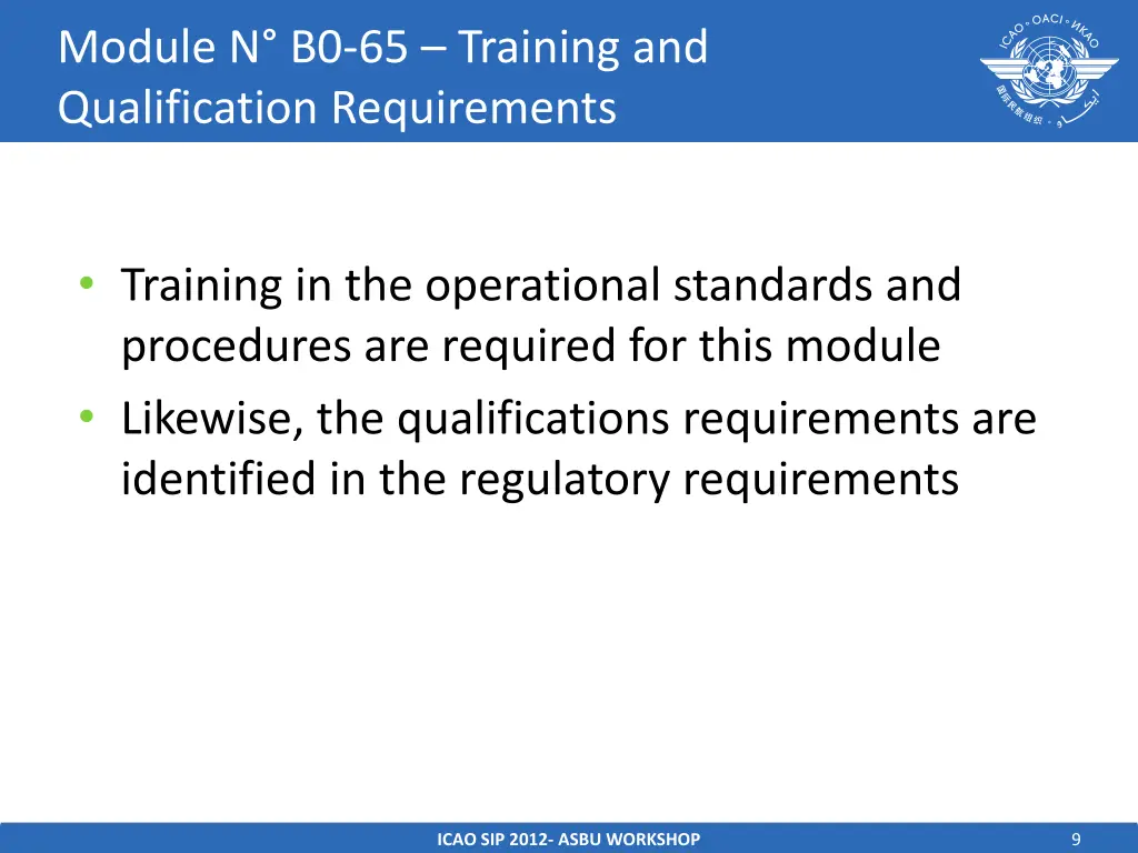 module n b0 65 training and qualification