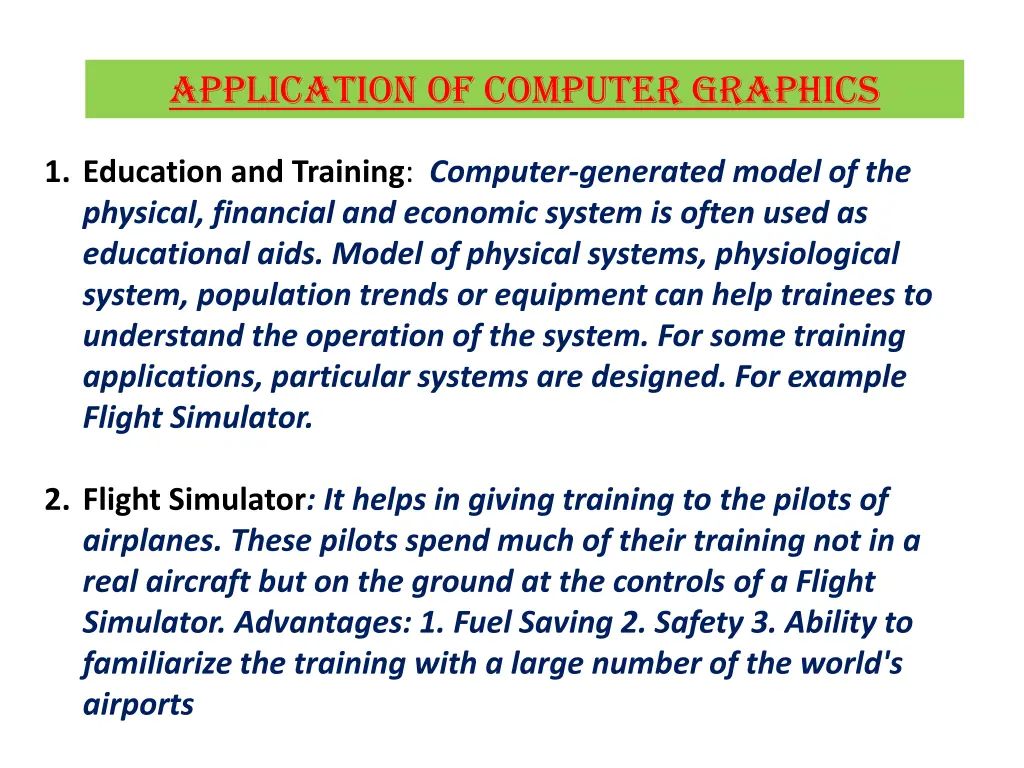 application of computer graphics