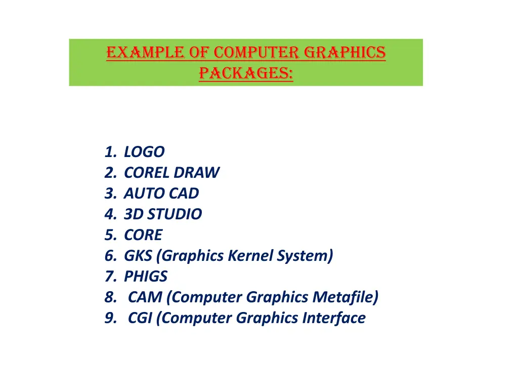 example of computer graphics packages