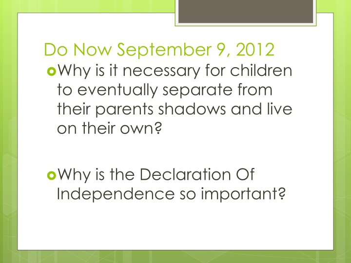 do now september 9 2012 why is it necessary