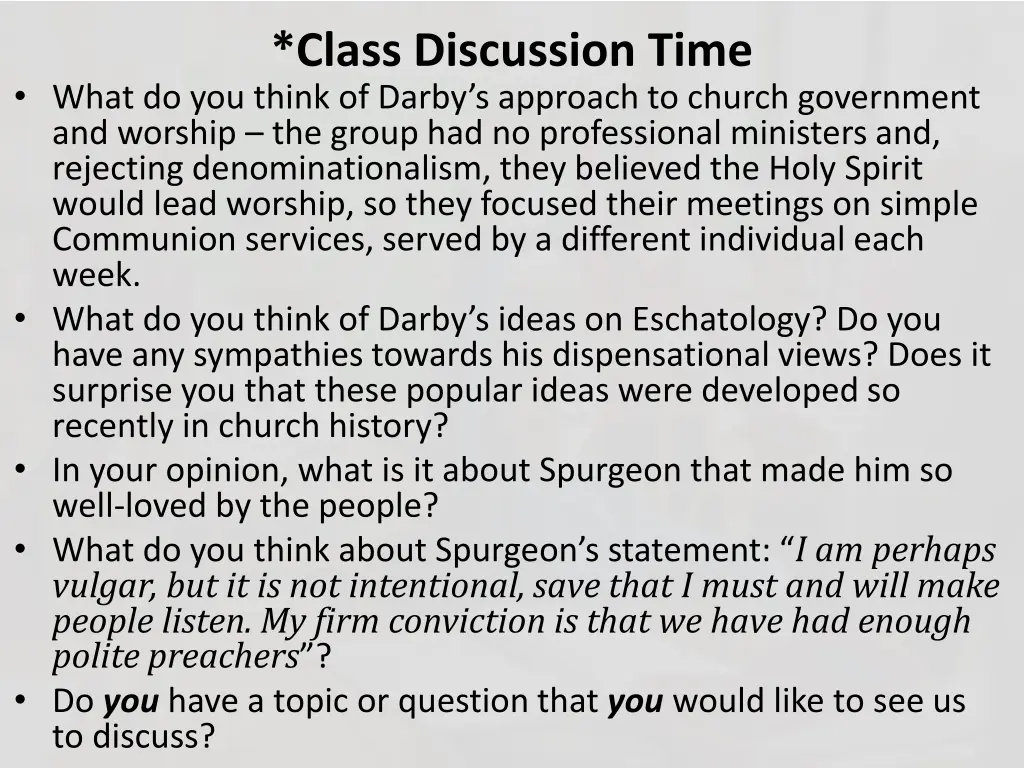 class discussion time 1
