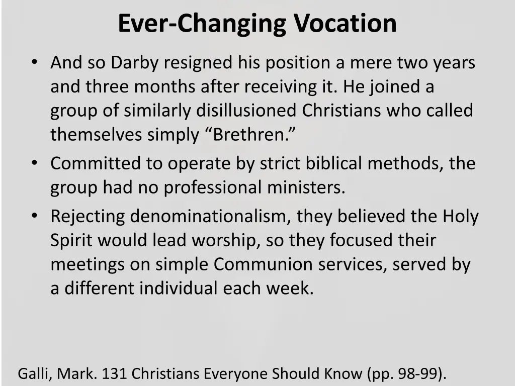 ever changing vocation 1