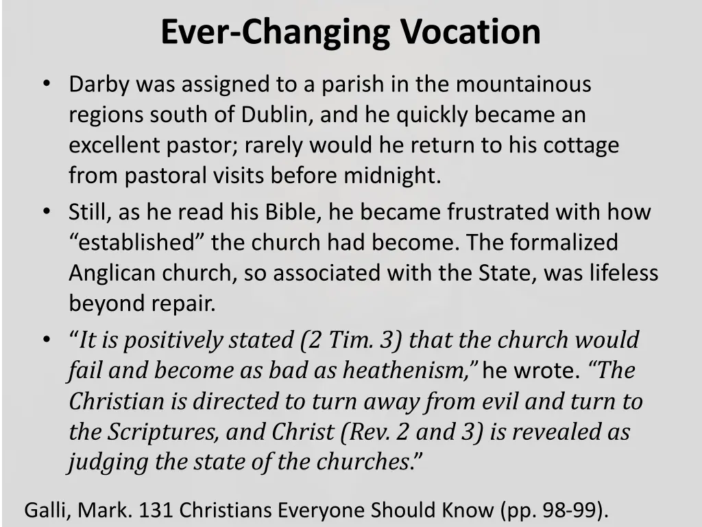 ever changing vocation