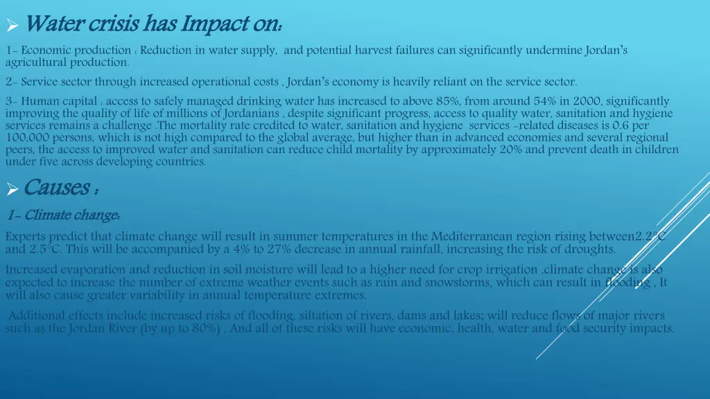 water crisis has impact 1 economic production