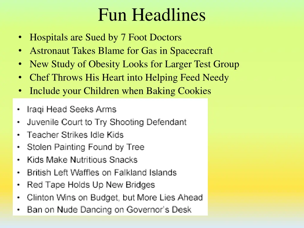 fun headlines
