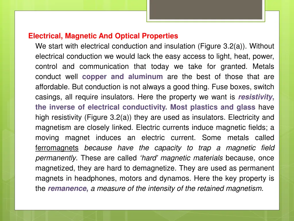 electrical magnetic and optical properties