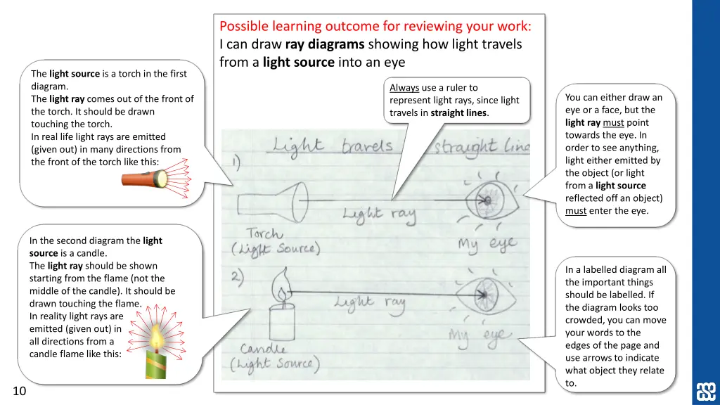possible learning outcome for reviewing your work