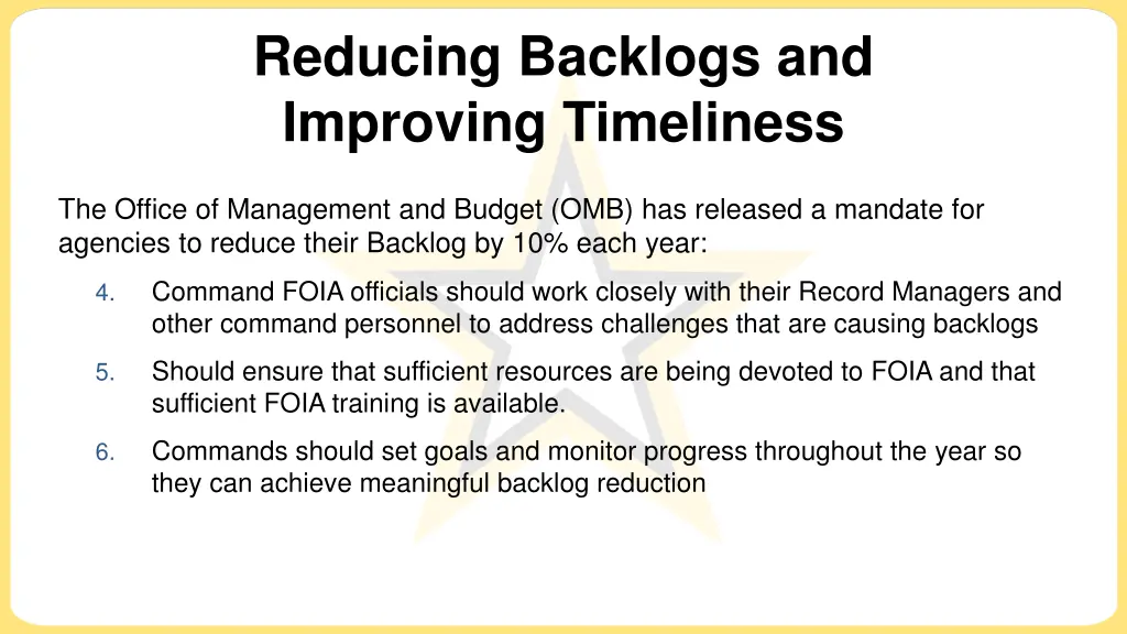 reducing backlogs and improving timeliness 1