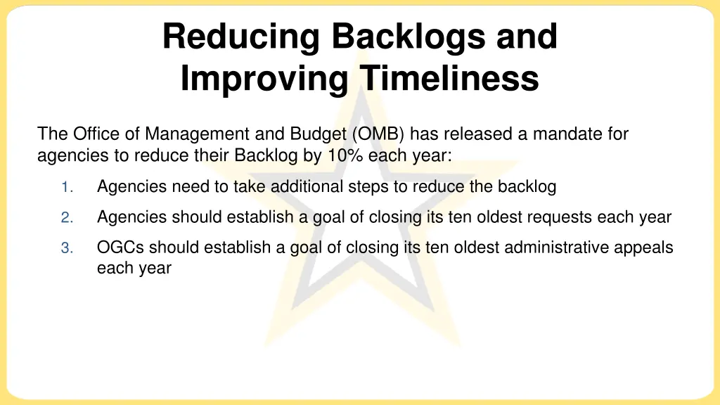 reducing backlogs and improving timeliness