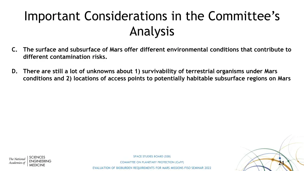 important considerations in the committee 2