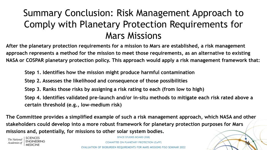 summary conclusion risk management approach