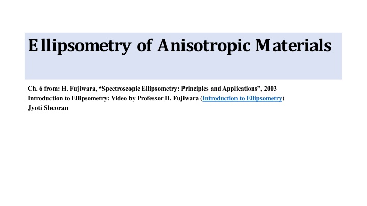 ellipsometry of anisotropic materials