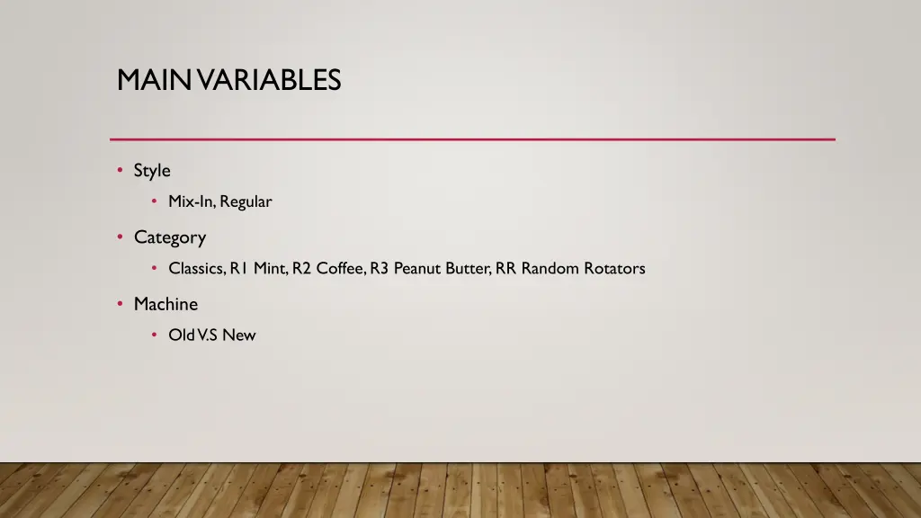 main variables