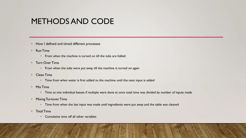 methods and code