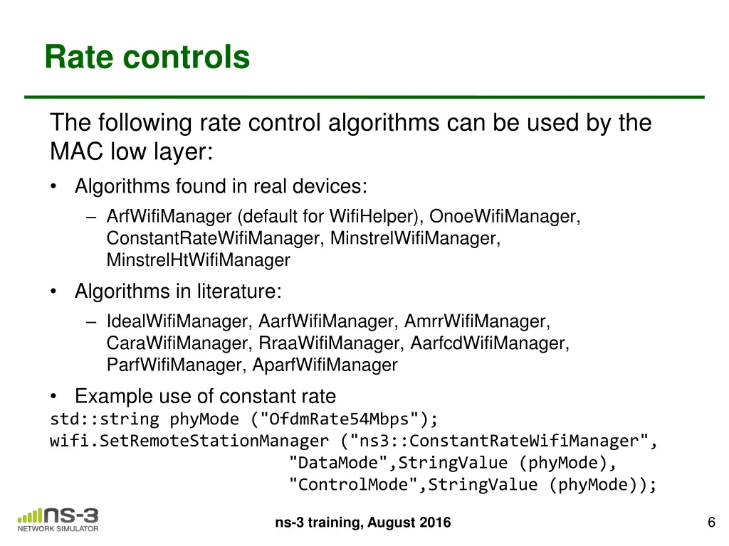 rate controls