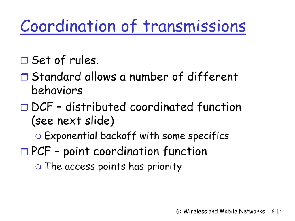 coordination of transmissions