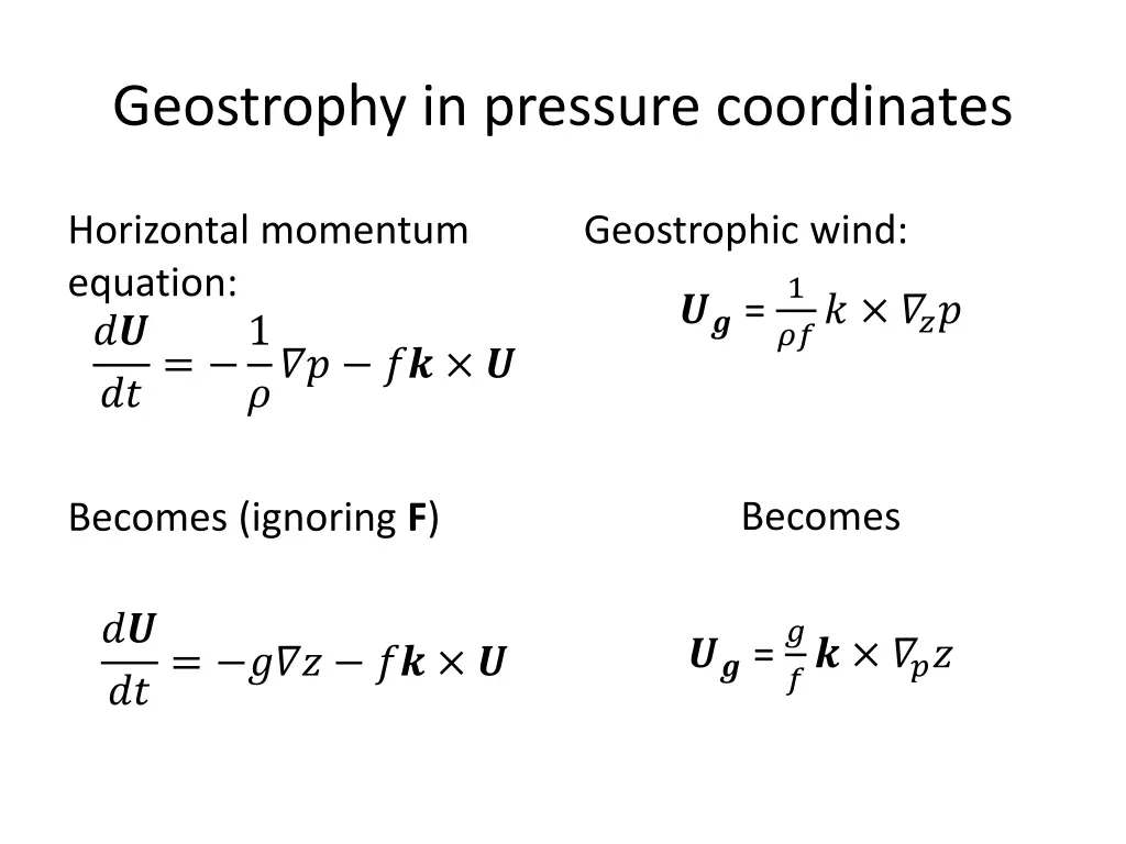 geostrophy in pressure coordinates