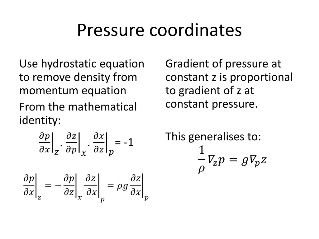 pressure coordinates